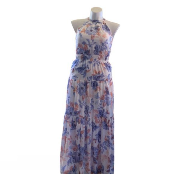 NWT JAPNA | Sleeveless Open-Back Halter Floral Maxi Dress | Sz M - Picture 2 of 10
